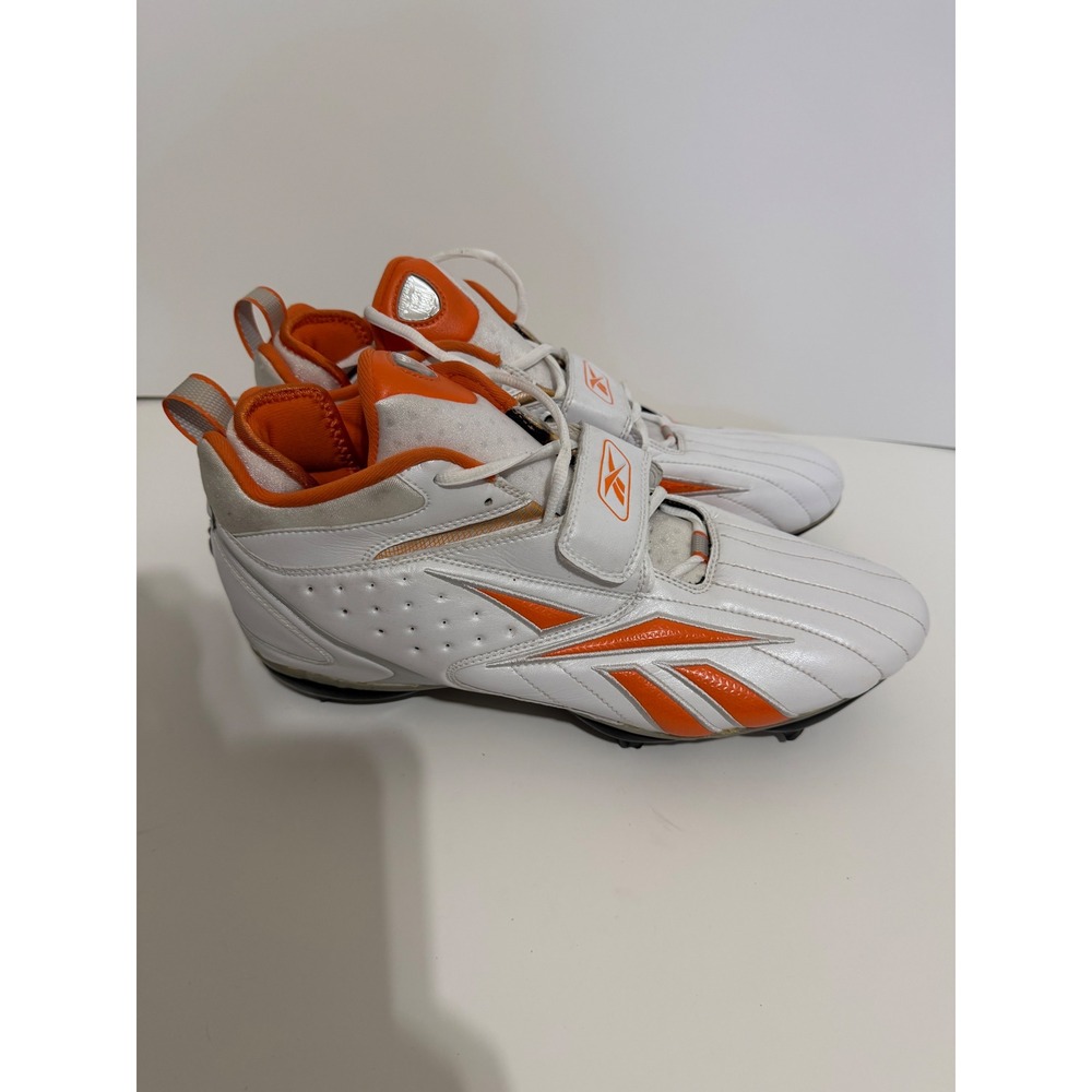 2000s Reebok NFL Equipment RB 804 KTS Football Cleats Mens 13 White Orange Mid